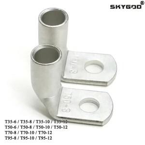 1~50pcs 와이어 터미널 L 형 직각 90도 벤드 코 T35/50/70/95-6/8/10/12 주석 도금 구리 압착 커넥터 케이