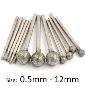볼라운드 다이아몬드 버 그라인딩 비트 2.35mm 생크 모양 연마 헤드 조각 드레멜 회전 도구 1 개 5