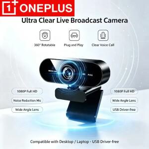OnePlus 1080P HD 미니 소형 웹캠(마이크 내장 USB 인터페이스)은 노트북 및 데스크탑 컴퓨터라이브 비디오