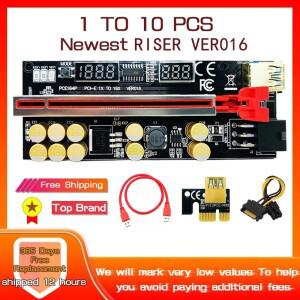 1-10PCS  PCI Express X16 마이닝 라이저 016 온도 전압 3 RGB LED 6P USB 비디오 카드 용