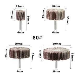 XCAN 샌딩 플랩 휠 드레멜 로터리 공구 연마 디스크용 생크 페이퍼 80 그릿 25mm