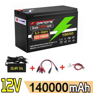 12V 배터리 140Ah 18650 리튬 팩 태양 에너지 전기 자동차 + 12.6v3A 용 충전식