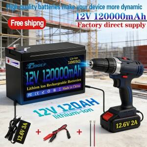 태양 에너지 12V 120000mAh 18650 리튬 배터리 내장형 고전류 30A BMS 전기차 배터리+12.6V 충전기
