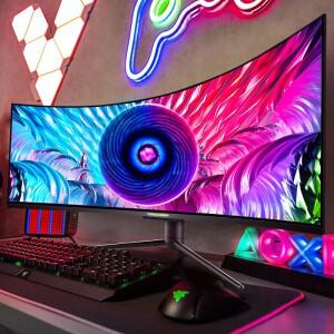 티탄 아미 49인치 커브드 144Hz 타입-C65W HDR 32:9 듀얼 디스플레이(피쉬 스크린) HVA e스포츠 게임 사무