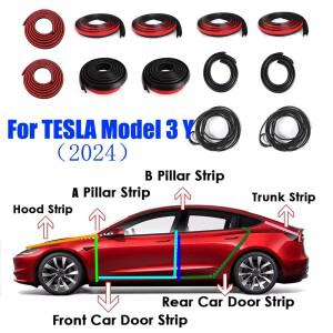 Tesla 2024 모델 3 Y 문 씰 스트립 키트 방음 EPDM 고무 Weatherstrip 자동 트렁크 후드 대시 보드 AB 필러