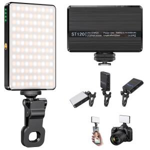 ST-120 LED 비디오 라이트 필 충전식 3000 MAh 조정 3 조명 모드 CRI95 휴대용 미니 소형 셀카 2500-9000K