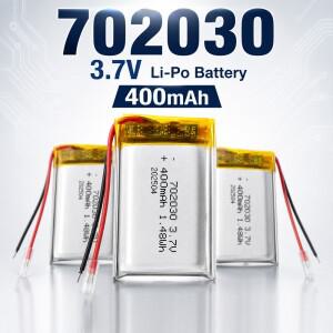 702030 3.7V 400mAh 충전식 배터리. 적용 분야: 뷰티 기기 MP3 플레이어 GPS 녹음기 및 기타 기기.