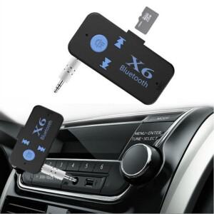 MIC X6 블루투스 리시버 Mp3 플레이어 무선 어댑터 Aux 잭 지지대 TF 카드 자동 키트 3.5mm