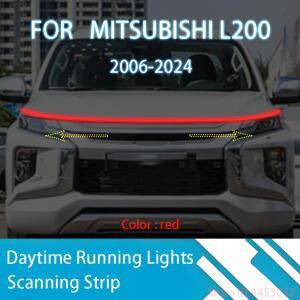 미쓰비시 L200 2006-2024 용 LED 주간 주행등 스캔 자동차 후드 DRL 가이드 장식 엠비언트 램프 12V