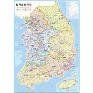 오너클랜 미니 전국도로지도 50x70cm) 휴대용 우리나라 대한민국지도 포스터 대한민국지도