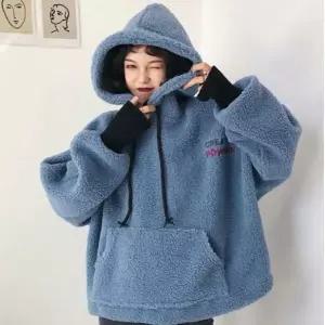 옷자락 패션 미니멀 DHH-B17 양털 뽀글이 후드 후리스