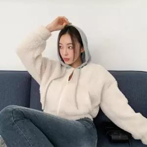 [M7] 여자 후디 플리스 집업 FW 방한 양털 자켓