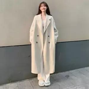 [옷자락]미니멀 여자 겨울 데일리 모직 더블 버튼 카라 오버핏 포인트
