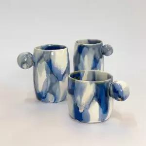 [롯데백화점]크리스티나 리 PomPon Cup 폼폰 컵 블루 S 도자기 컵 오브제