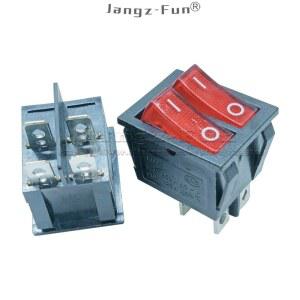 5pcs KCD6 더블 로커 스위치 4 핀 2 위치 ON OFF SPST 블랙 케이스 레드 램프 장비 전원 스위치 AC 15A250V 20A125V