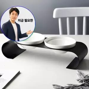 지금 필요한 고양이식기 도자기 2구 블랙 반려동물