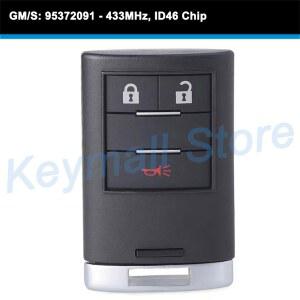 KEYECU 리모컨 자동차 키 3버튼 433MHz ID46 칩 홀덴 쉐보레 캡티바 2014 2015 2016 2017 2018 GM S: 95372091