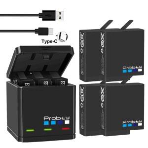 GoPro Hero 7 Hero 6 Hero 5 블랙 배터리 트리플 충전기용 Probty 배터리 GoPro Hero7 블랙 배터리
