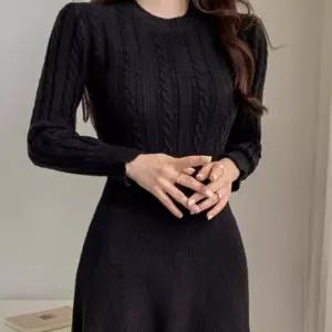 [하프클럽/]데일리 여자 데일리 슬림핏 꽈배기 긴팔 니트 미니 원피스 미니