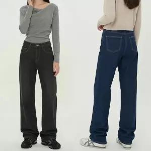 [하프클럽/]데일리 여자 데일리 편안한 와이드핏 하이웨이스트 청바지 미니