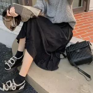 [하프클럽/]데일리 여자 잔주름 플리츠 하이웨스트 밴딩 롱 스커트 미니멀