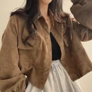 미니멀 여자 벌룬 크롭 코듀로이 봄가을 아우터 골덴 자켓 베이직