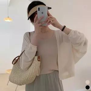 미니멀 여자 여름 무지 시스루 살안타 루즈핏 볼레로 가디건 베이직