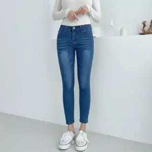 [하프클럽/]데일리 여자 워싱 스판 하이웨이스트 스키니 데님 팬츠 미니멀