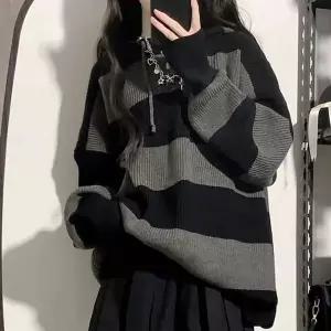 [하프클럽/]데일리 여자 가을 겨울 따뜻한 스트라이프 후드 니트 포인트