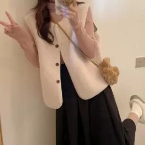 [M7] 여자 클래식 버튼 양털 베스트 SS 베스트