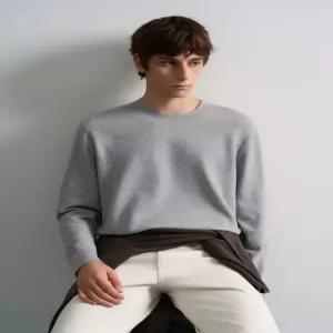 Theory Men Fine Bilen Riland Crew Neck Sweater - Light Heather Grey