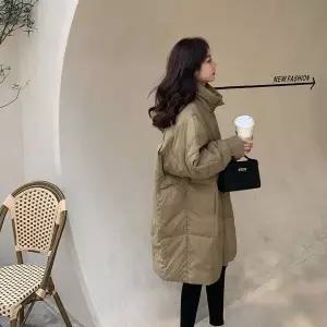 옷자락 미니멀 여자 데일리 루즈핏 스탠딩넥 퀼팅 롱패딩 데일리