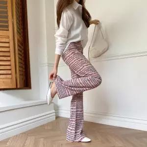 여자 플라워팬츠 밴딩 주름원단 플레어 바지