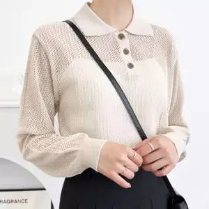 [오노마] ONM 시스루 여성 니트 여름 가을 카라 여자 긴팔 니트티