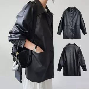 [하프클럽/신상오픈런]데일리 남자 오버핏 인조가죽 빈티지 라이더 자켓 포인트 아이템