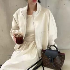 [S52PN25OT]오버핏 레더 라이더 벌룬 자켓