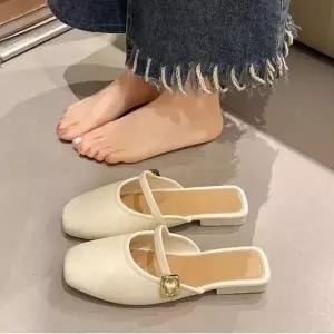 샌들 플랫 하프 뮬