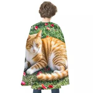 유니 고양이 꽃 패턴 할로윈 망토 리버시블 클로크