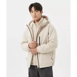 HERVINO 컨버터블 플리스 레이어드 우븐 자켓[크림]