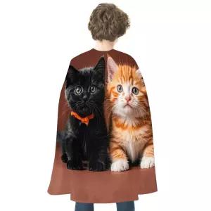 할로윈 고양이 망토 블랙 오렌지 캡