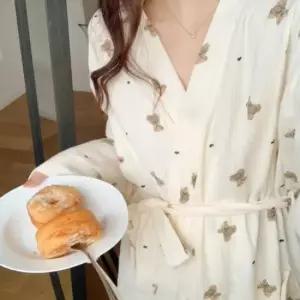 미니멀 브라운곰 여리핏 샤워가운 로브 옷자락 미니멀 포인트