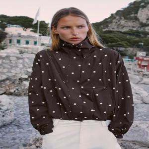 ZARA 폴카 도트 봄버 재킷 - 초콜렛 블라운 6318/278/753