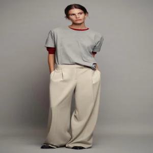 ZARA 와이드 플랫 프론트 팬츠 - 스톤 4387/493/806