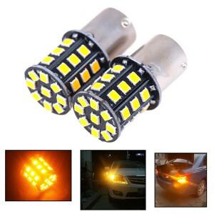 BAU15S 7507 PY21W 1156PY 고출력 앰버 옐로우 33 SMD 2835 LED 전구, 전방 방향 지시등, 2 개