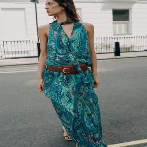 ZARA 벨트 디테일 프린트 스커트 - 멀티컬러 8216/132/330