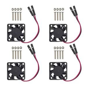 브러시리스 CPU 냉각 선풍기 방열판 쿨러 라디에이터, 라즈베리 파이 4, 3, 2, 1, B + 용, 3.3V, 5V, 4 개