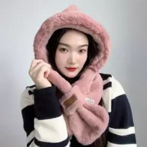 [OFM77135]소프트퍼후드머플러귀도리방한모자후드목도리