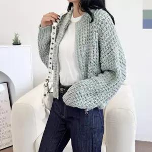[라일리] Rly UND 5048 여자와플집업 니트자켓