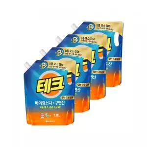테크 베이킹소다구연산 액체세제 일반드럼 겸용 리필 1.8L x 4개