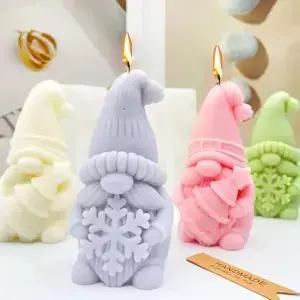 새로운 난쟁이 포옹 눈송이 크리스마스 트리 촛불 실리콘 금형 3D 산타 공예 석고 비누 수지 파티 선물